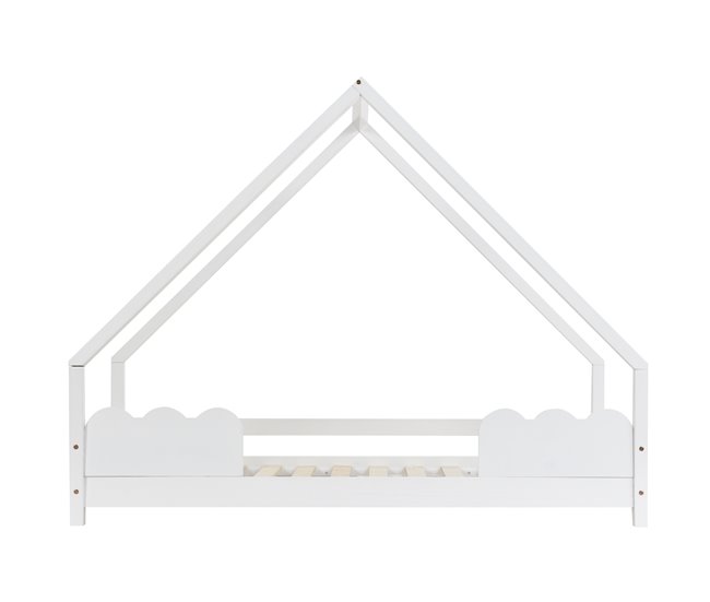 Cama cabaña infantil de madera de pino 206x96 Blanco