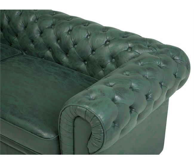 Beliani Sofá de 3 plazas Piel CHESTERFIELD Beige