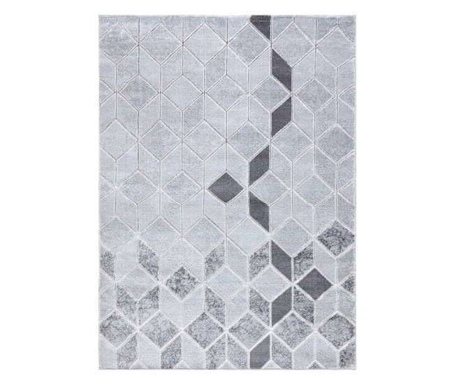 Alfombra MEFE moderna B400 Cubo Geométrico 3D Structural 280x370 Gris Claro