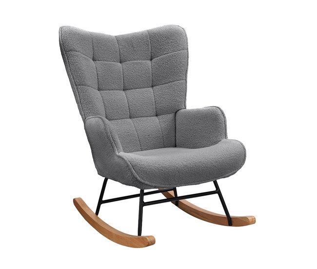 Silla mecedora, sillón de balanceo con respaldo cuadrado Gris Oscuro