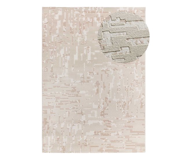 Alfombra abstracta con relieve BARESA - ATTICGO 200x290 Blanco/ Beige