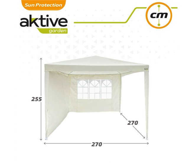 Cenador jardín c/ventana y 2 paredes 270x270 cm beige Aktive Beige