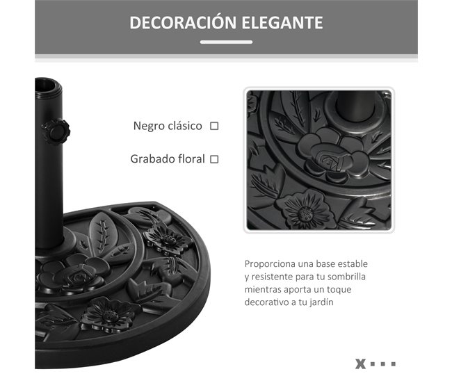 Base de Sombrilla HDPE y cemento Outsunny 50x32 Negro