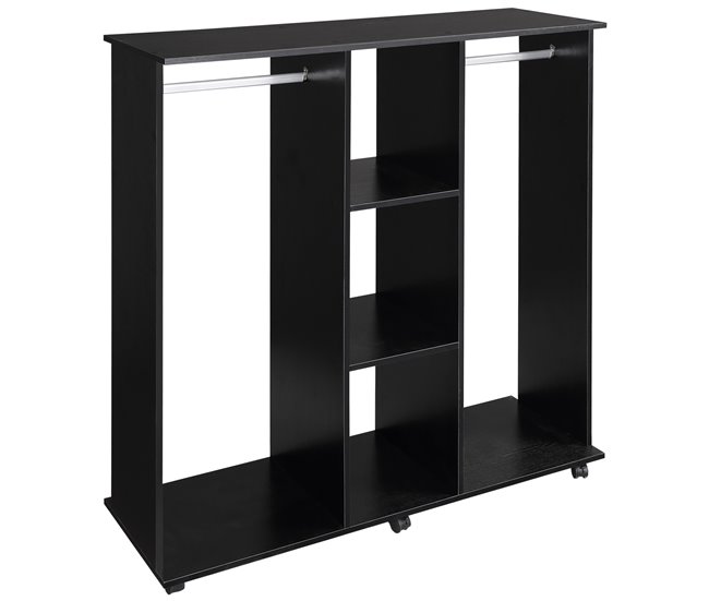 Armario Ropero Tablero de partículas, tubos de aluminio HOMCOM Negro