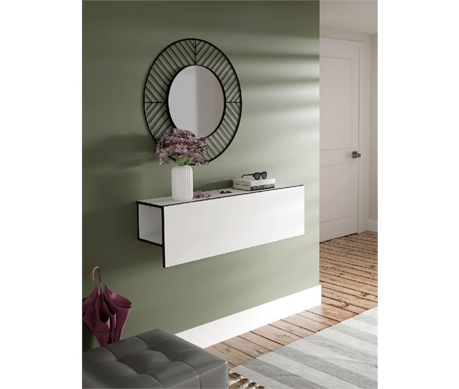 Recibidor MULTIFUNCIONAL 120x35x27cm blanco mate y gris Blanco