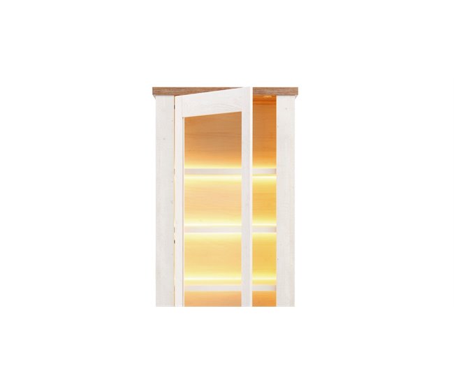 Vitrina alta 2 puertas y un cajón VERONA Blanco/ Madera