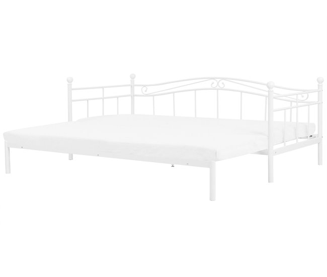 Beliani Cama con somier Metal TULLE 92x209 Blanco