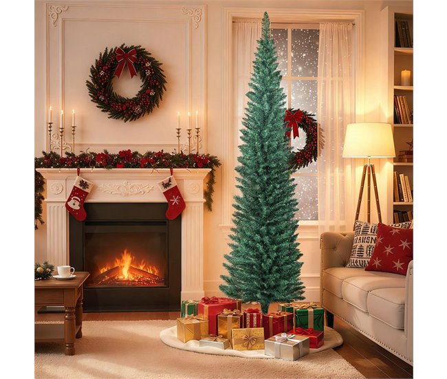 Árbol de Navidad Plástico, Metal HOMCOM, hogar - decoración Verde