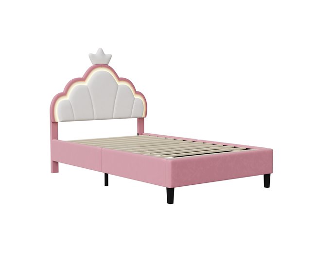 Cama, LED, Cama infantil, Cama juvenil, Cama doble 94x203 Rosa