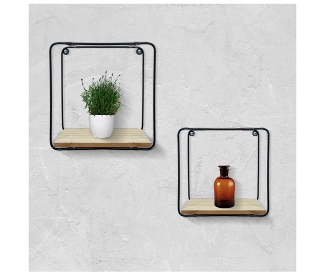 Acomoda Textil – Estantería para Pared de Madera. (2 Cubos) Madera Clara