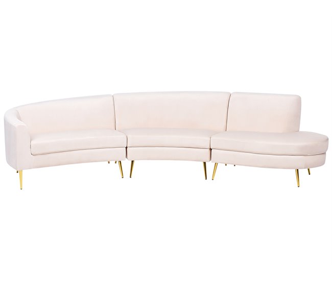 Beliani Sofá en U Terciopelo MOSS Beige