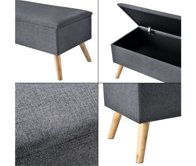 Banco Salford tapizado con almacenaje Salford 79x39 Gris Oscuro