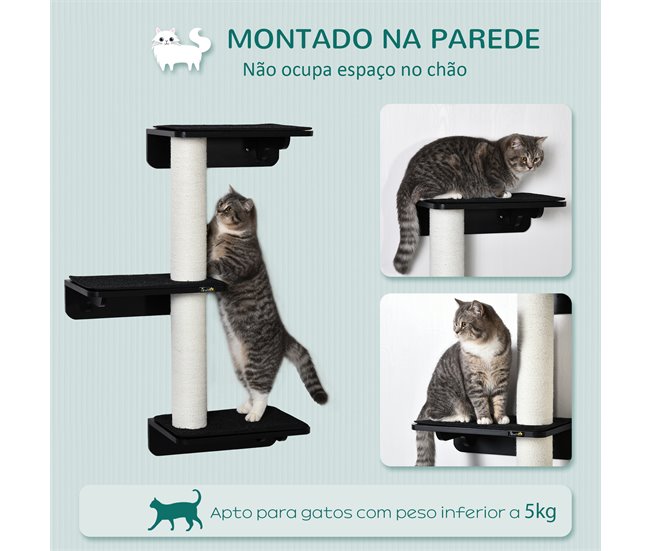 Árbol para Gatos MDF, Yute, Poliéster, PP PawHut Negro