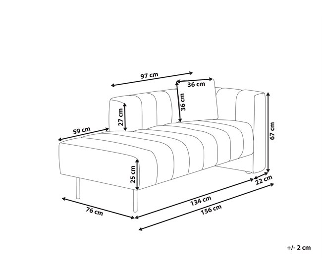 Beliani Chaise longue derecho Terciopelo LANNILS Verde