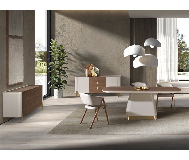 ANGEL CERDA Mesa comedor rectangular y madera Beige
