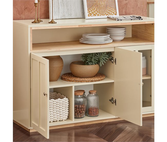 Aparador de Comedor con 3 Puertas 1 Compartimiento SoBuy FSB80-MI Beige