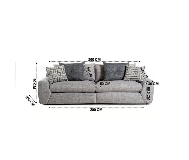 Sofá 3 plazas MELVIN color gris Gris
