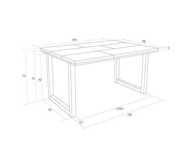 Mesa Comedor Fija 140x90 Blanco/ Gris