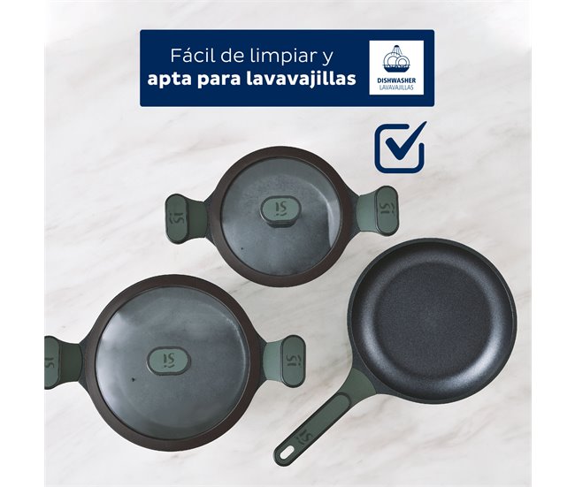 Set 5pcs bateria de cocina aluminio fundido Multicolor
