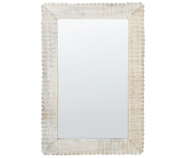 Conforama Espejo de pared de madera blanco crema 63 x 94 cm BAUGY