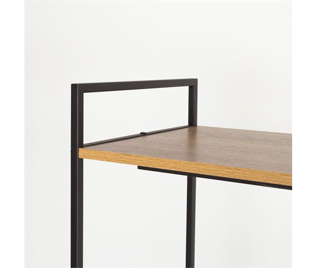 Max Home Armario abierto madera y acero 2 estantes Negro