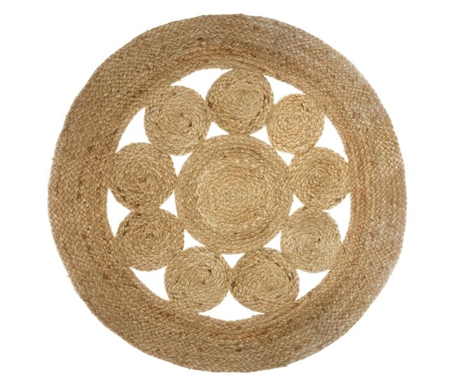 Alfombra Calada En Yute  D80Cm 80x80 Beige