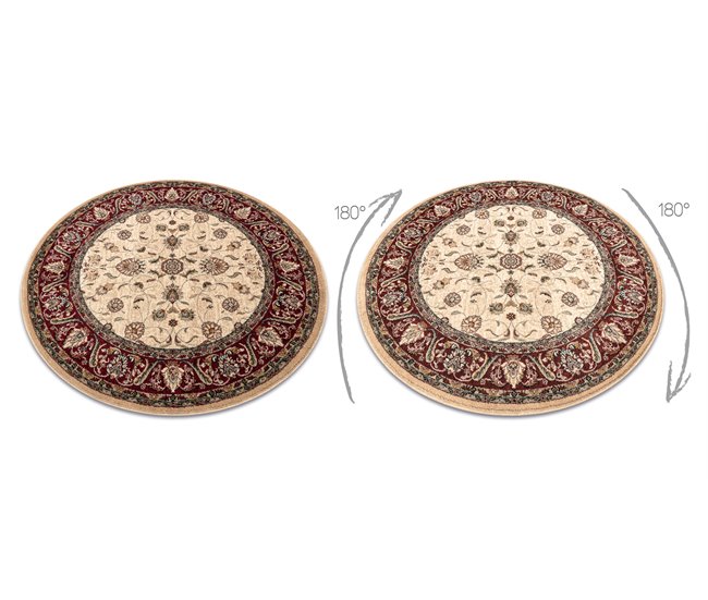 Alfombra de lana OMEGA circulo ARIES flores 200x200 Crema