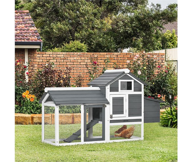 Gallinero de Jardín Madera de Abeto PawHut Blanco