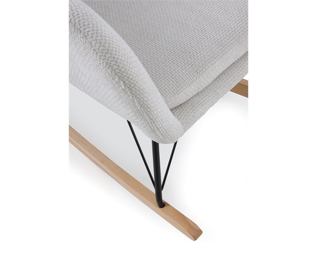 Balancín tapizado en chenilla y patas metálicas Blanco