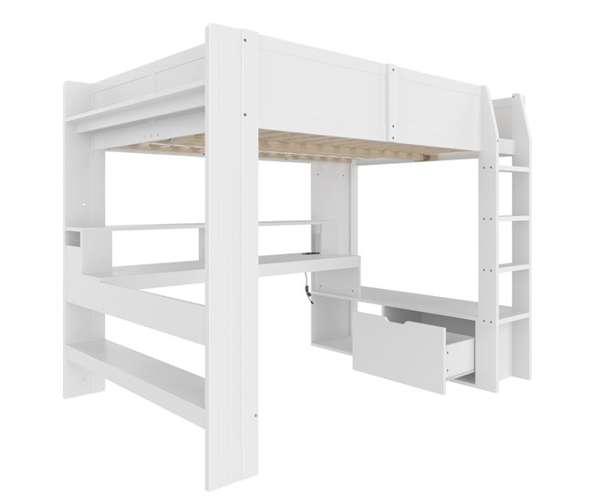 Cama alta para niños 153x218 Blanco
