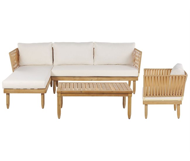 Beliani Conjunto longue CREMONA Blanco/ Beige