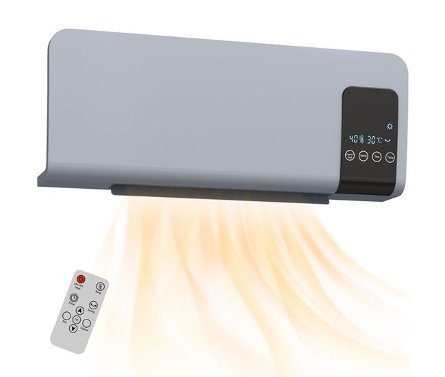 Calentador Eléctrico Pared ABS HOMCOM, hogar - climatización Gris