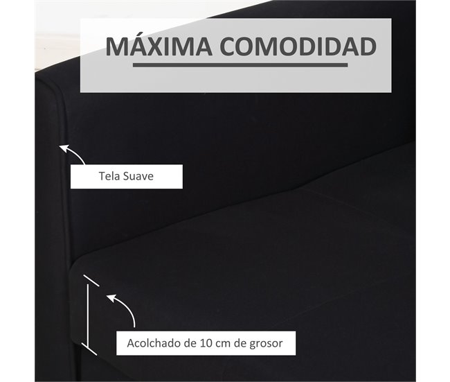Sofá Cama Poliéster, Espuma, Madera de Eucalipto HOMCOM Gris
