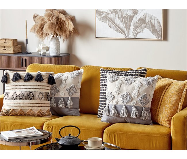 Beliani Cojín decorativo ALOCASIA Beige