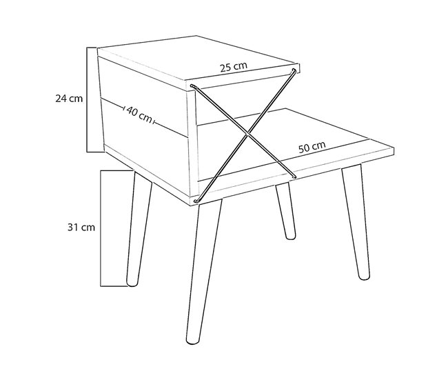 Mesa auxiliar Bergen con estante aglomerado haya [en.casa] 55x50 Antracita