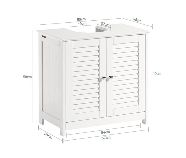 Mueble para Debajo del Lavabo FRG237-II-W SoBuy Blanco