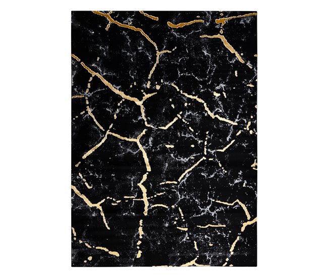Alfombra GLOSS moderno 410A 86 Mármol Roca elegante glamour 280x370 Negro