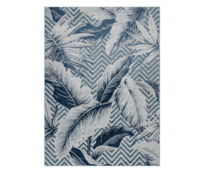 Alfombra Estructural BOTANIC 65242 Plumas, zigzag 176x270 Azul