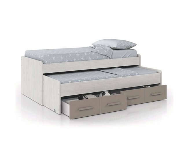 Cama doble juvenil Ares Blanco Veta