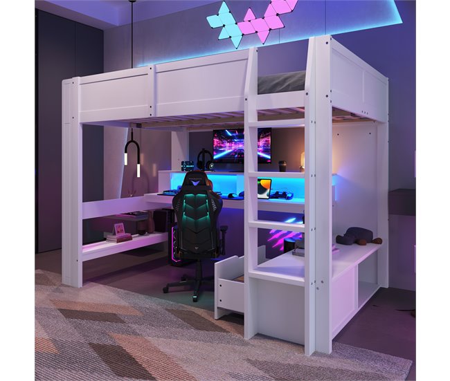 Cama alta para niños 153x218 Blanco