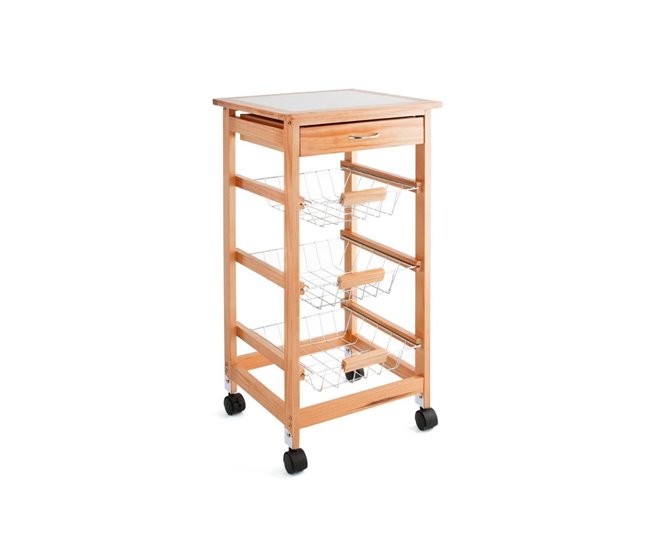 Carrito auxiliar Garbo Quid  cestas + cajón  x Natural