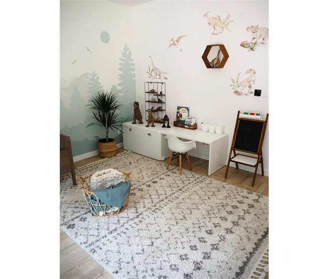 Alfombra BERBER RABAT G0526 Franjas Bereber Marroquí 200x290 Crema