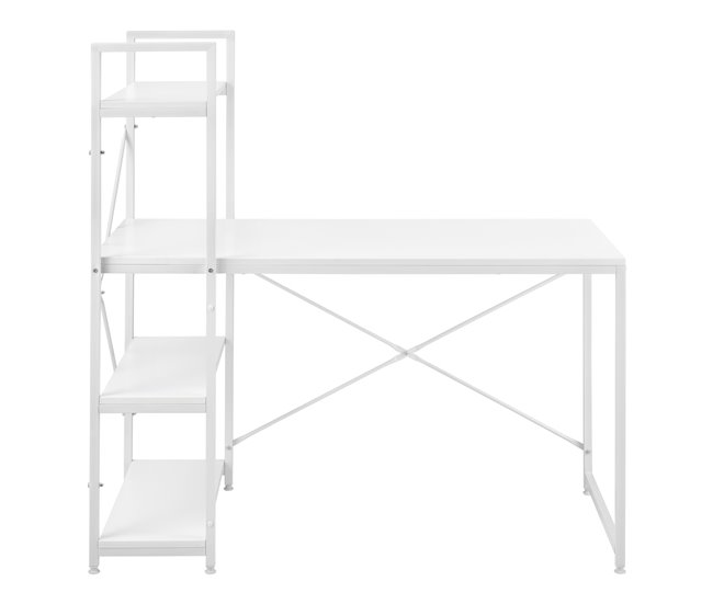 Mesa Escritorio Stavanger con 4 estantes Metal/Aglomerado 120x64 Blanco