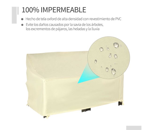 Funda Protectora de Banco Tela Oxford Outsunny 140x84 Beige