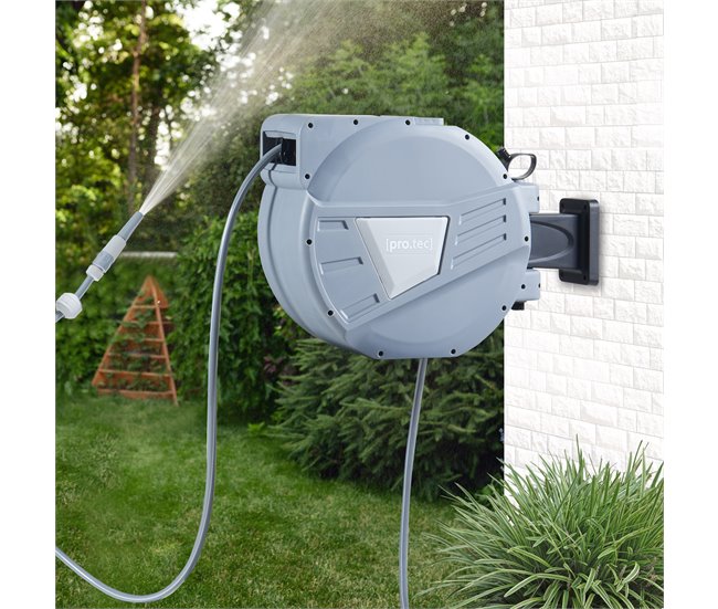 Enrollador de manguera de agua mural Amersfoort con manguera Gris