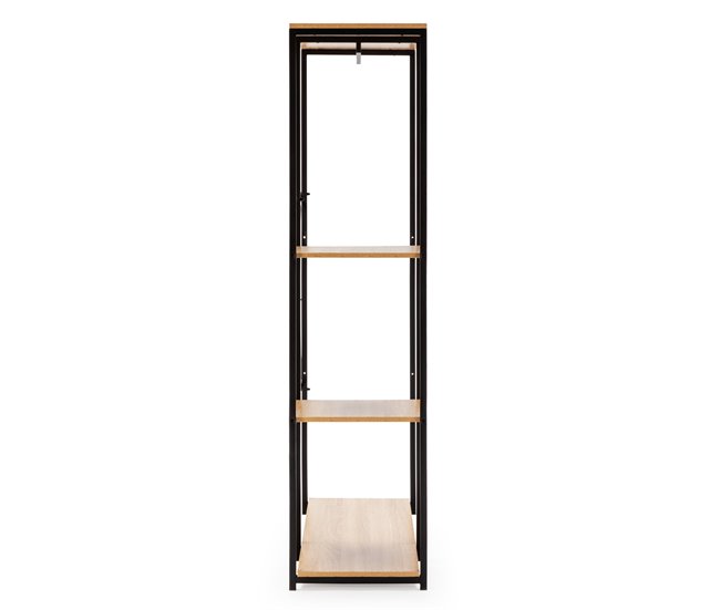Perchero Lola con banco 3 estantes, color roble/negro, 167 cm altura Madera