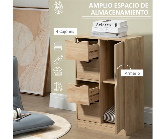 Armario de Salón Melamina de Madera HOMCOM 54 Marron