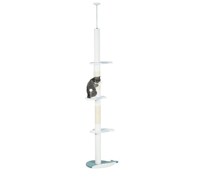 Árbol para Gatos Aglomerado de Madera, Felpa, Algodón PawHut Blanco