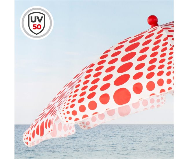 Aktive Sombrilla de playa 8 varillas inclinable Rojo