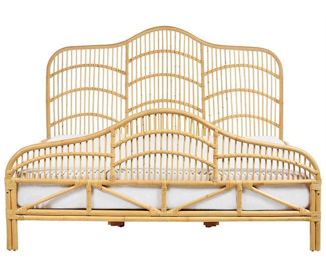 Beliani Cama Ratán DOMEYROT 187x207 Marron